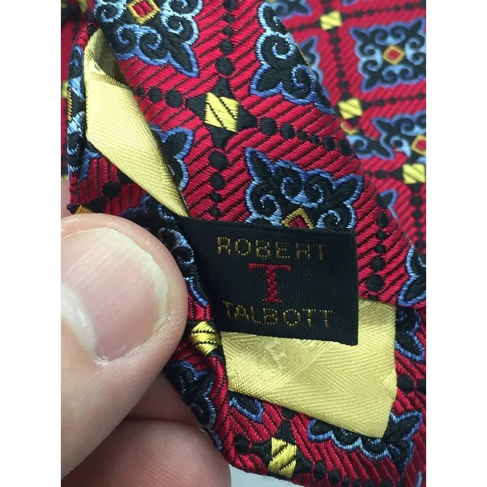 Robert Talbott Best of Class for Nordstrom 100% Silk Tie Red Blue Gold 58” x 4” - Picture 12 of 14